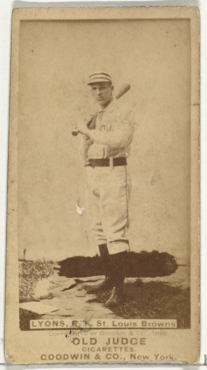 Harry Lyons, Right Field, St. Louis Browns, from the Old Judge series (N172) for Old Judge Cigarettes by Goodwin & Company, photograph, 1888