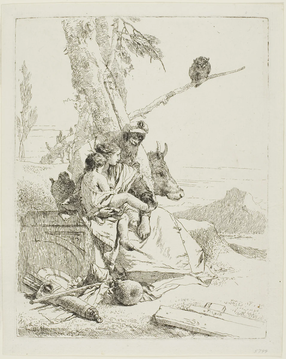 The Family of the Oriental Peasant, from Scherzi by Giovanni Battista Tiepolo, print, 1735-1740