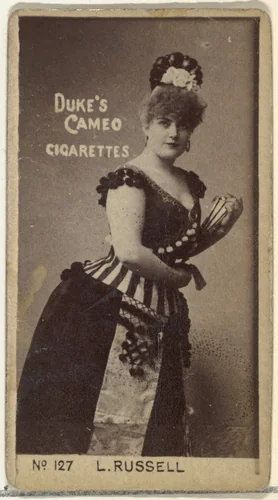 Card Number 127, Lillian Russell, from the Actors and Actresses series (N145-4) issued by Duke Sons & Co. to promote Cameo Cigarettes by W. Duke, Sons & Co., photograph, 1880-1889