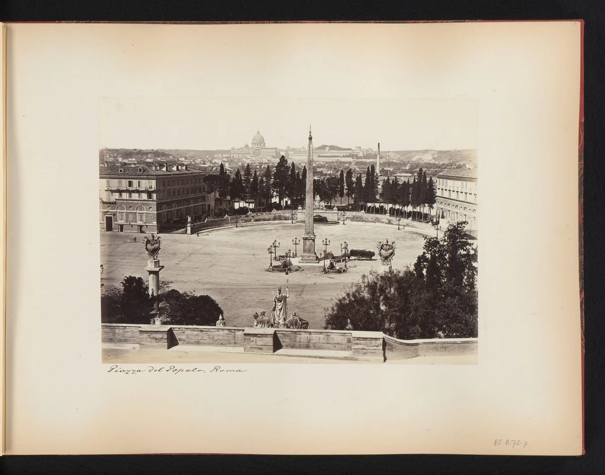 Piazza del Popolo te Rome, met de Sint-Pietersbasiliek op de achtergrond, Italië by anonymous, book, 1870-1890
