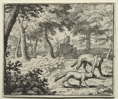 Reynard the Fox: The Badger's Defense of Reynard by Allart van Everdingen, print, 1650-1675