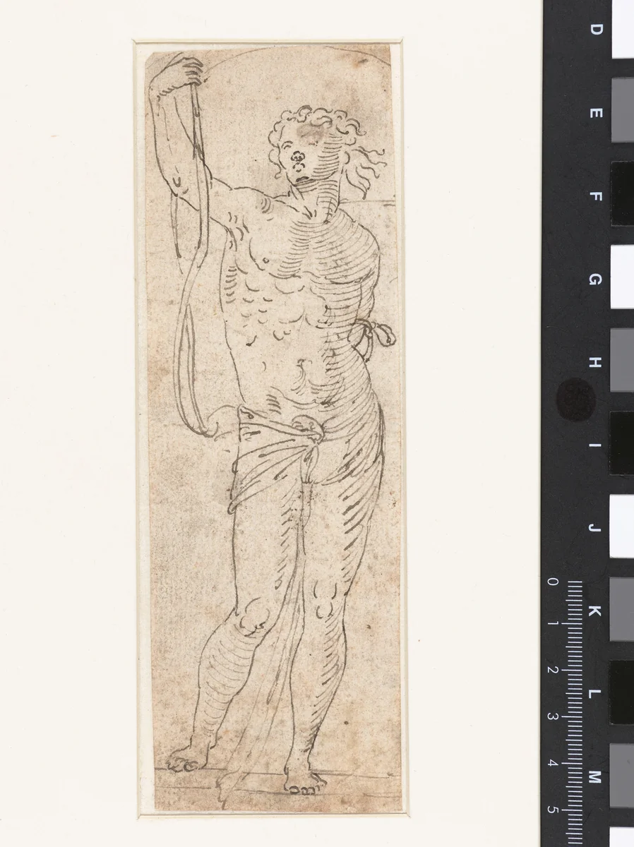Staande man met lendendoek by Unknown, drawing, 1500-1600