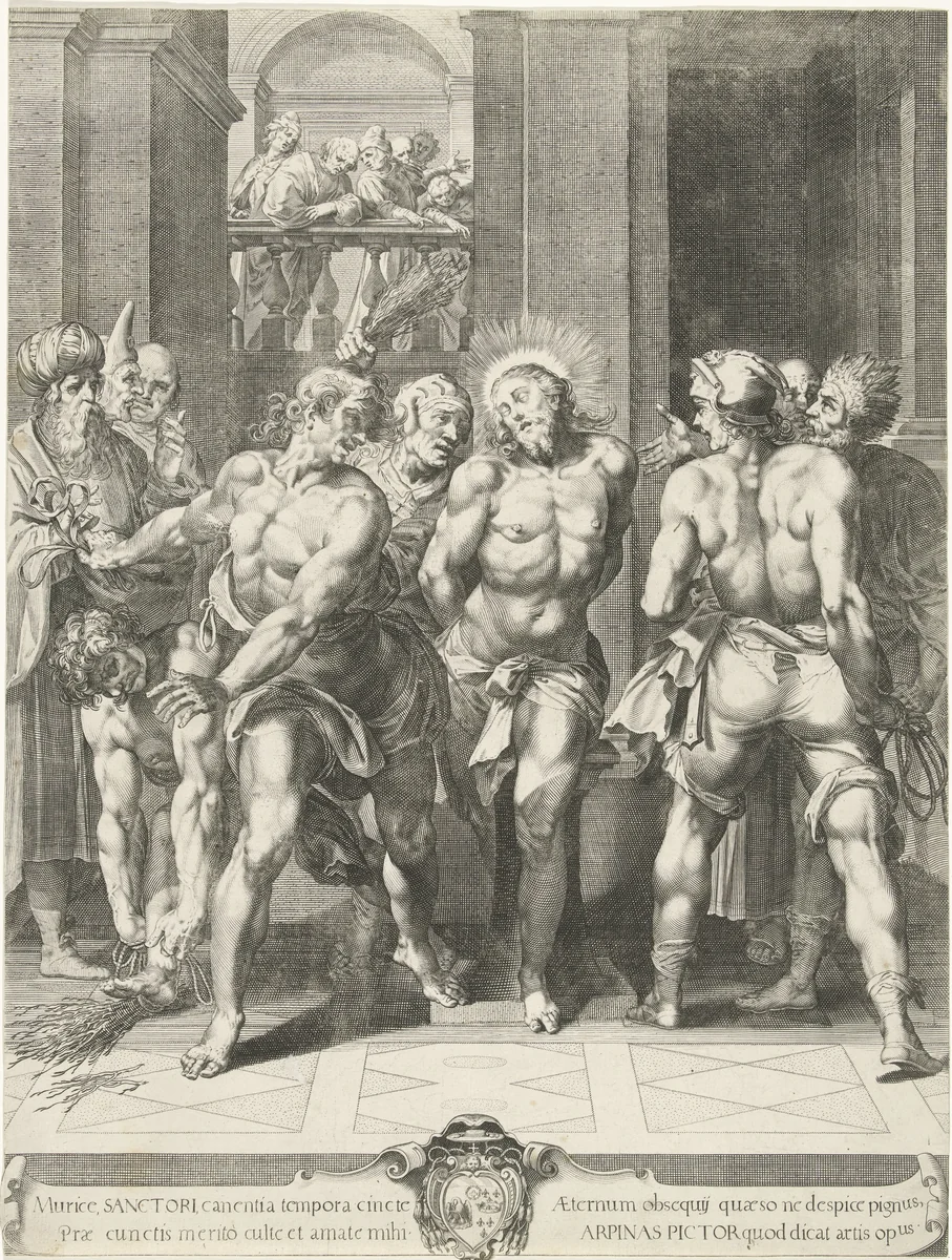 Geseling van Christus door de soldaten by anonymous, print, 1593-1679