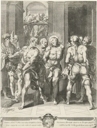 Geseling van Christus door de soldaten by anonymous, print, 1593-1679
