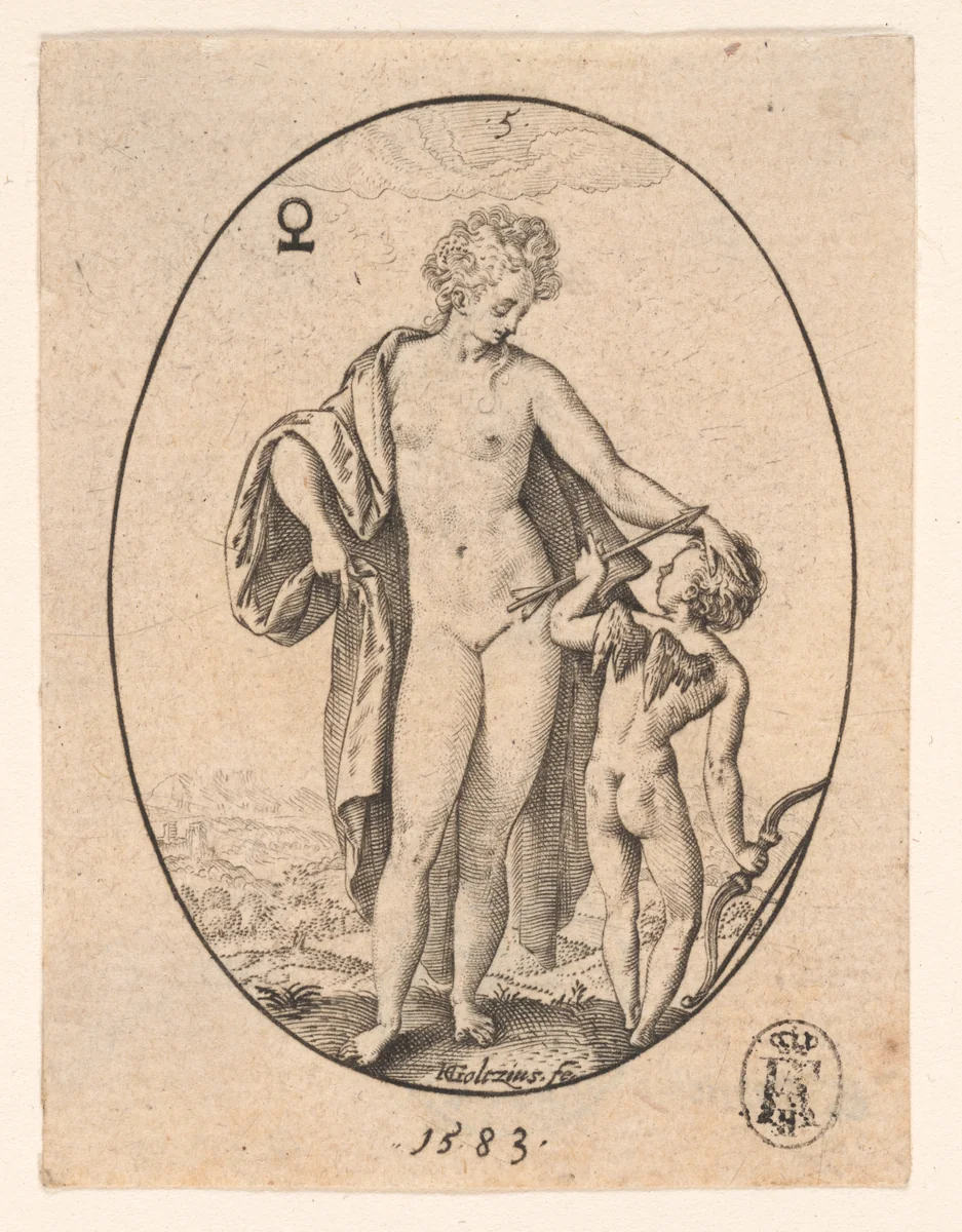 Venus and Cupid by Hendrick Goltzius, print, 1583