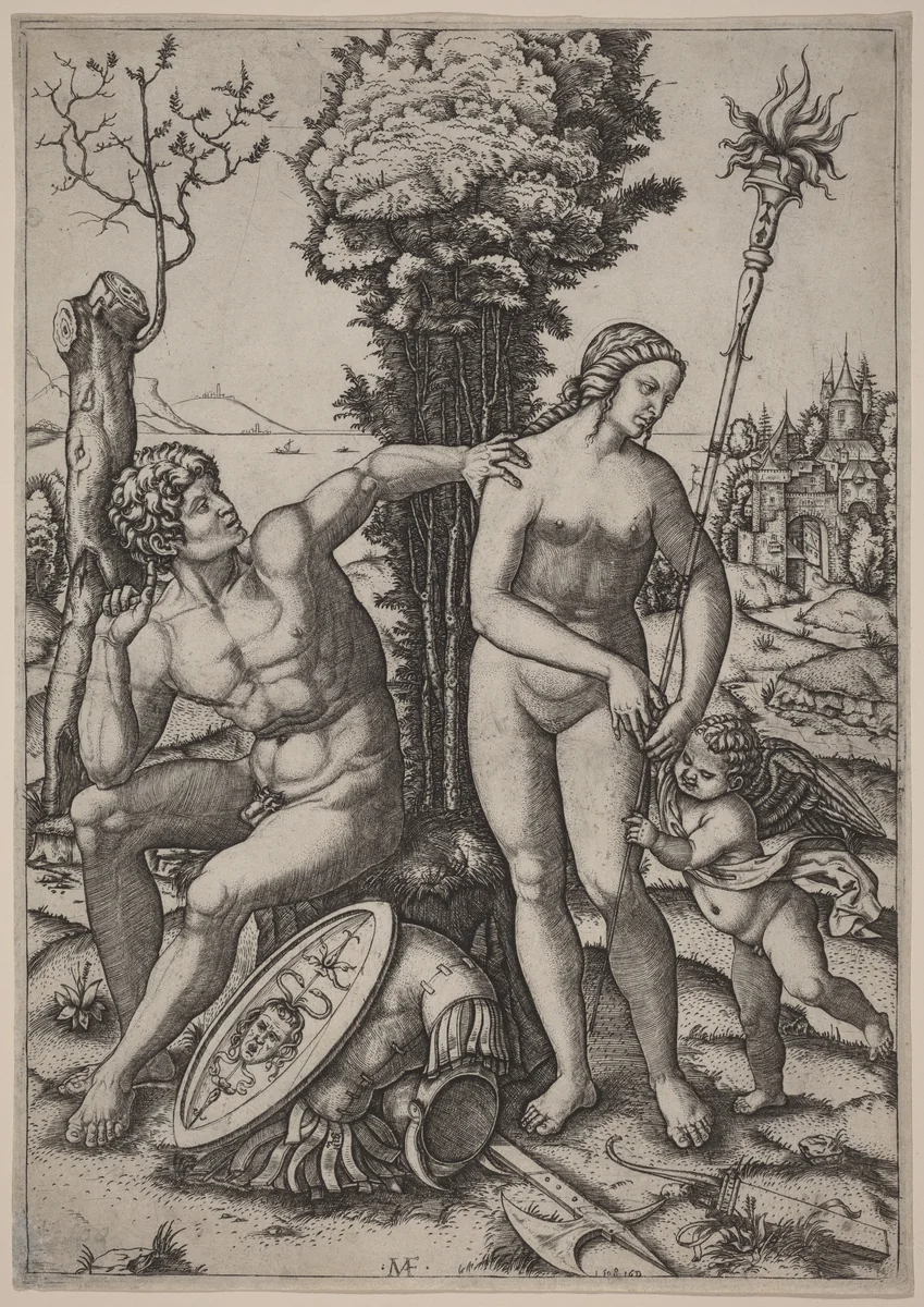 Mars, Venus, and Eros by Marcantonio Raimondi, print, 1508