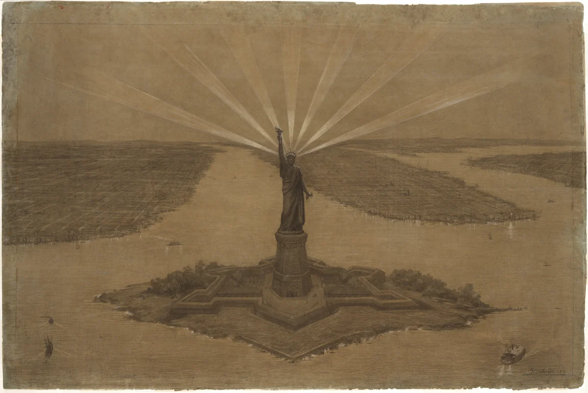 Presentation Drawing of "The Statue of Liberty Illuminating the World" by Frédéric Auguste Bartholdi, drawing, 1875