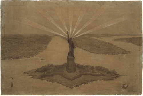Presentation Drawing of "The Statue of Liberty Illuminating the World" by Frédéric Auguste Bartholdi, drawing, 1875
