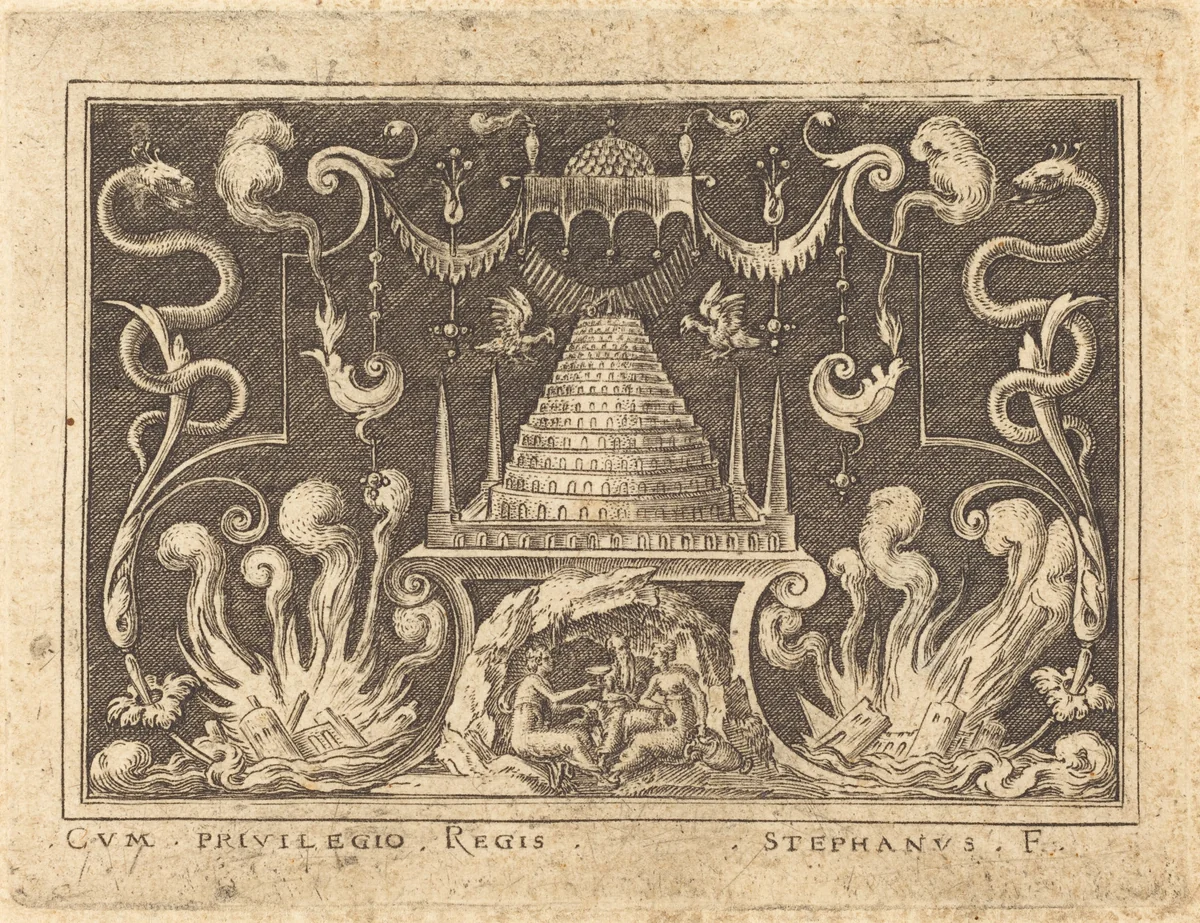 Incest of Loth by Etienne Delaune, print, 1519-1583