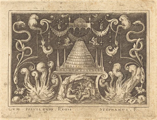 Incest of Loth by Etienne Delaune, print, 1519-1583