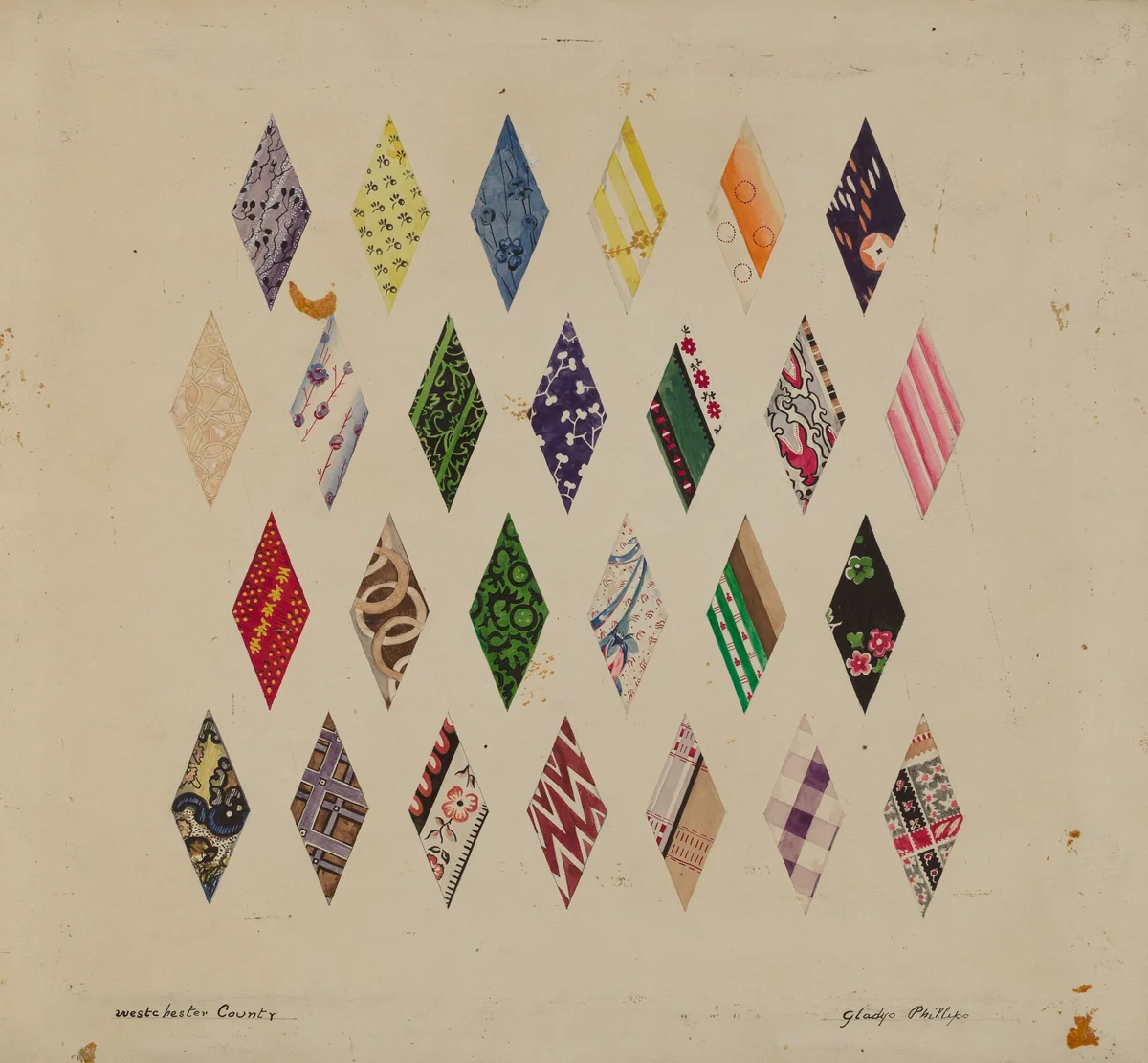 Details of Patchwork Quilt by Gladys Phillips, index of american design, 1937