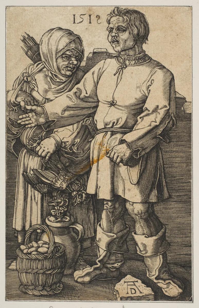 The Peasant Couple at Market (copy) by Albrecht Dürer, print, 1485-1528