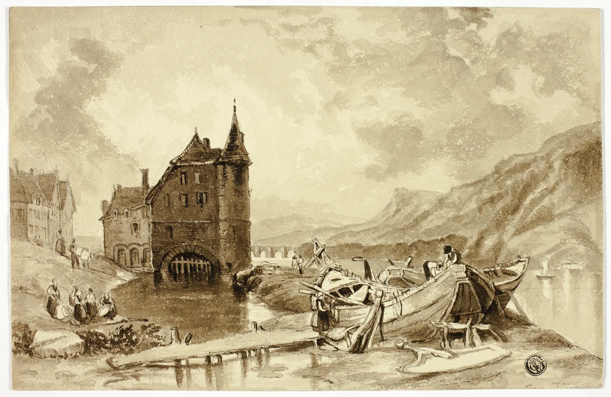 Fishing Boats Near Greves by Elizabeth Murray, drawing, 1835-1882