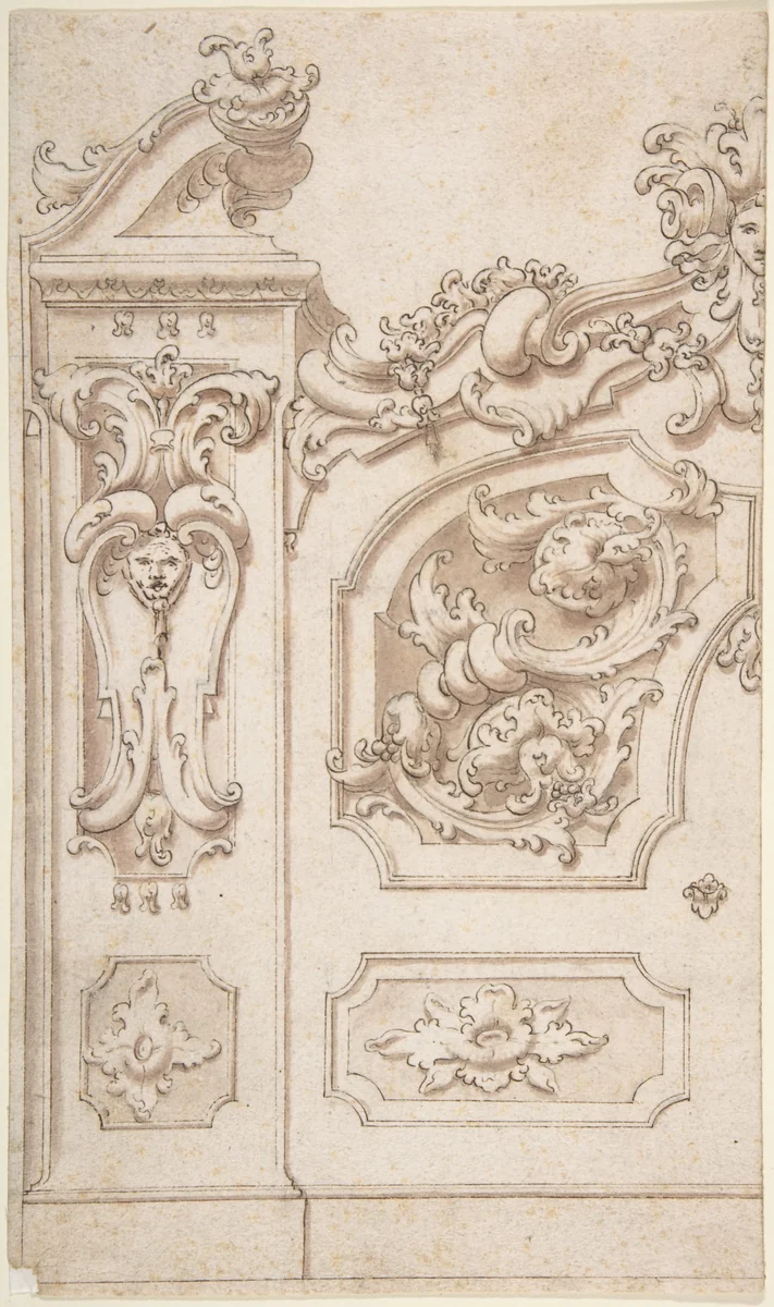 Half a Design for Ornament by anonymous, drawing, 1700-1800