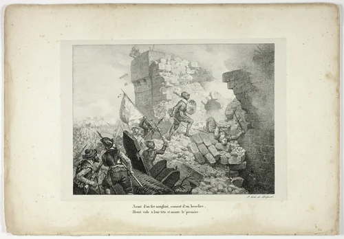 Armé d'un fer sanglant, couvert d'un bouclier... by Horace Vernet, print, 1825