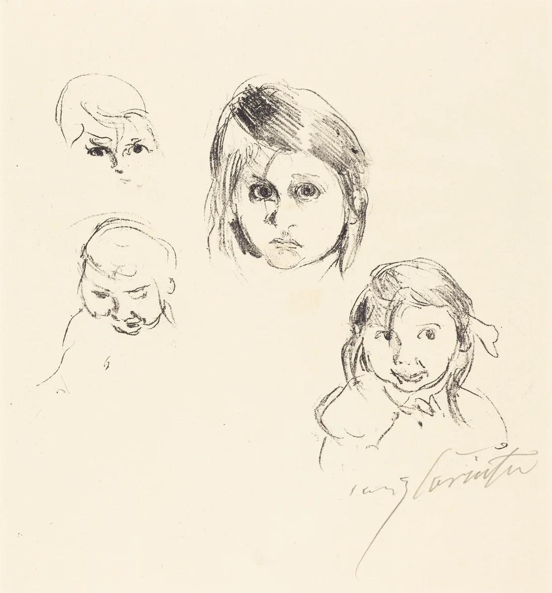 Kinderköpfe (Heads of Children) by Lovis Corinth, print, 1914