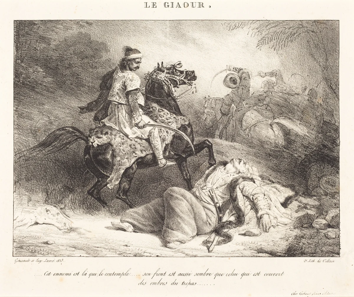 Le Giaour (The Infidel) by Théodore Gericault; Eugène Louis Lami, print, 1823