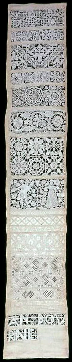 Sampler by Ann Bourn, textile, 1625-1650