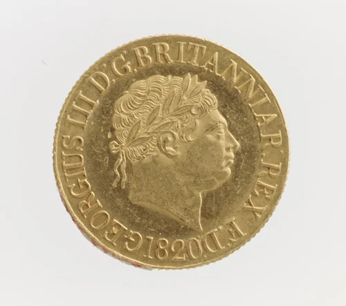 George III pattern sovereign with St. George reverse by Benedetto Pistrucci, metalwork, 1820