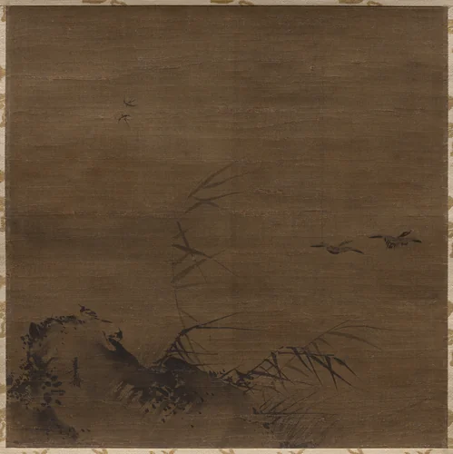 Waterfowl and Reeds by Liang Kai, painting, 1200-1225