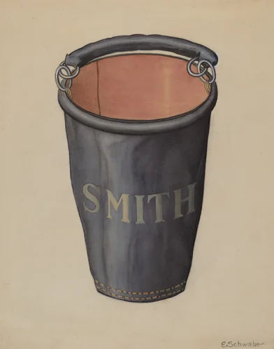 Leather Fire Bucket by Erwin Schwabe, index of american design, 1936