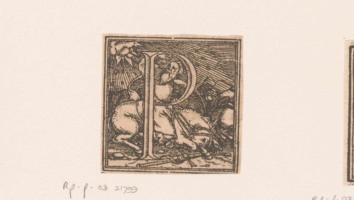 Letter P: de bekering van Paulus by anonymous, print, 1556