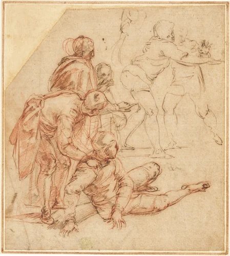 Spectators Amazed by Battista Franco, drawing, 1540-1549