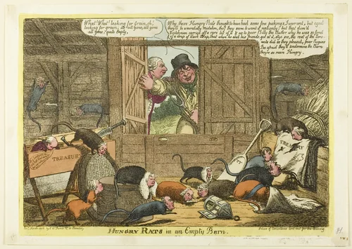 Hungry Rats in an Empty Barn by Charles Williams, print, 1806