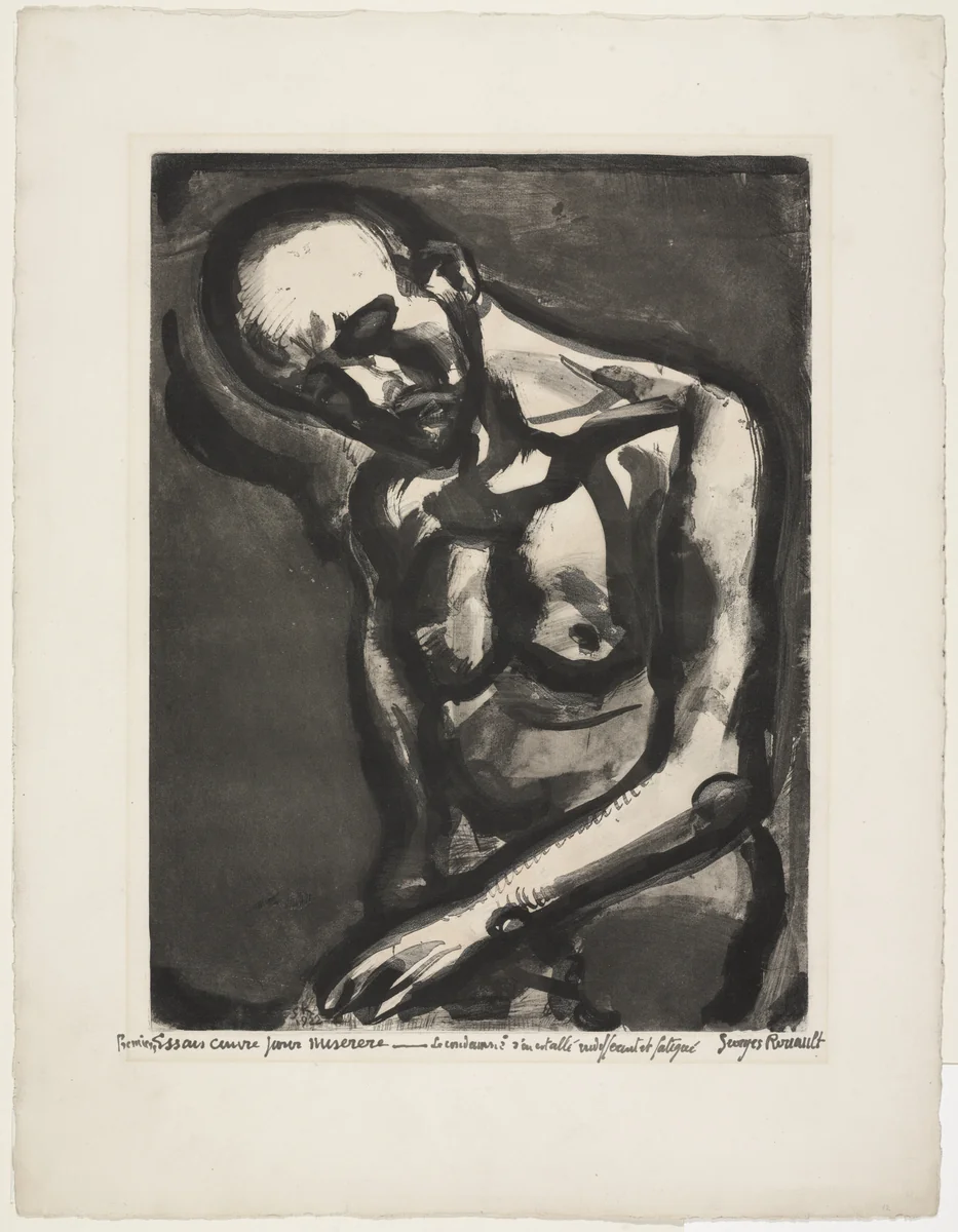Trial proof for It is Hard to Live..., plate XII from Miserere by Georges Rouault, print, 1922