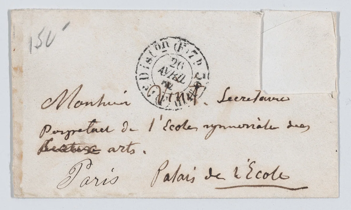 J.A.D. Ingres, calling card envelope by anonymous, print, 1819-1867