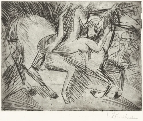 Acrobat on a Horse (Voltigeuse zu Pferd) by Ernst Ludwig Kirchner, print, 1913