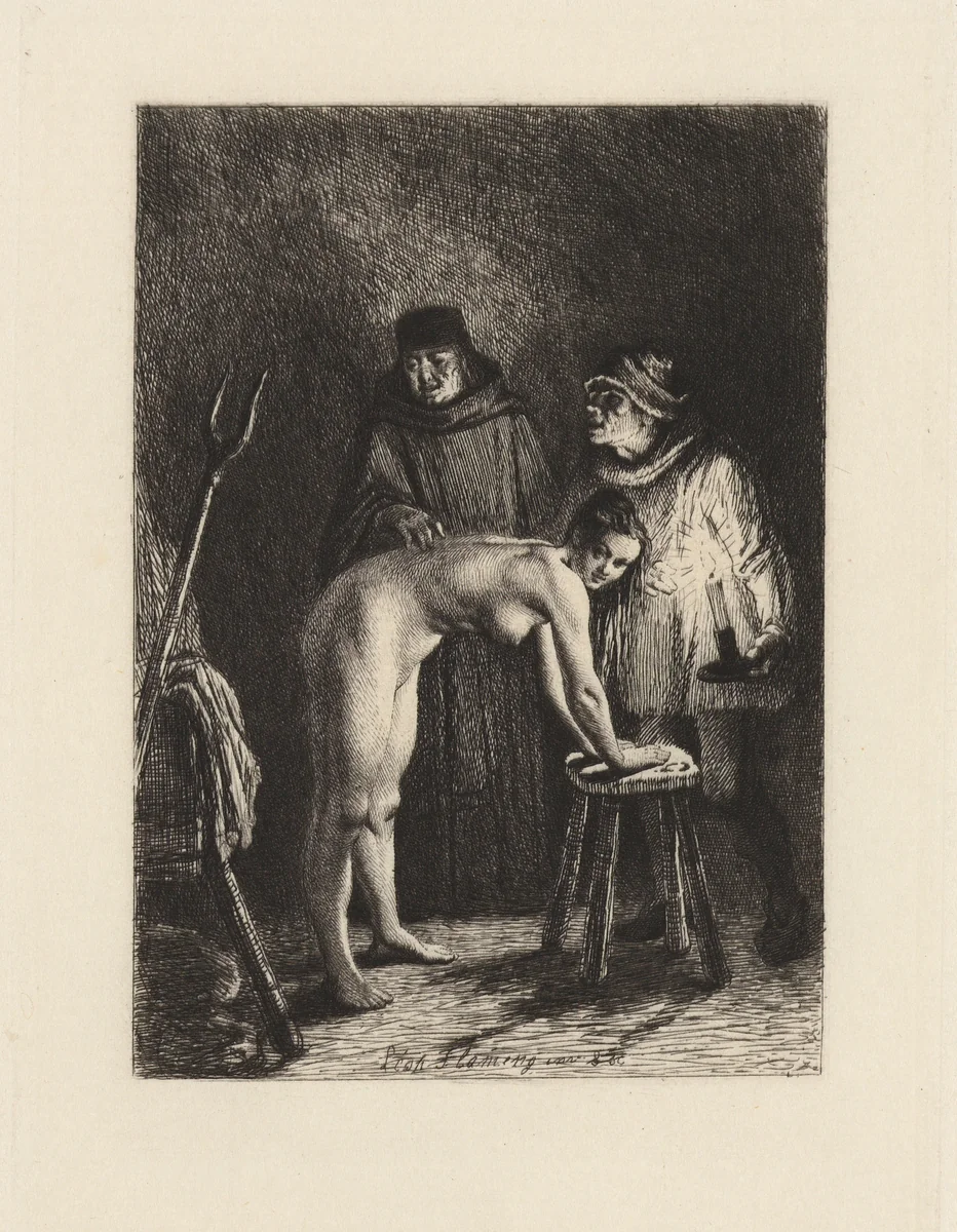 La Jument du Compere Pierre, plate 9 from "The Decameron" by Léopold Flameng, print, 1868-1878