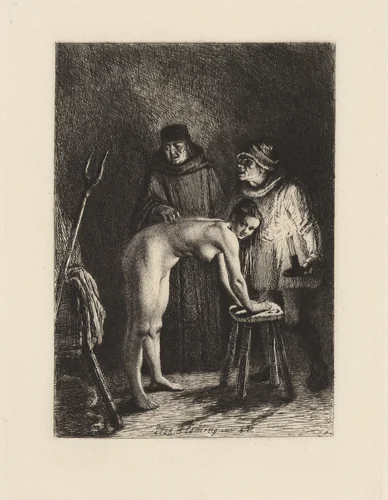 La Jument du Compere Pierre, plate 9 from "The Decameron" by Léopold Flameng, print, 1868-1878