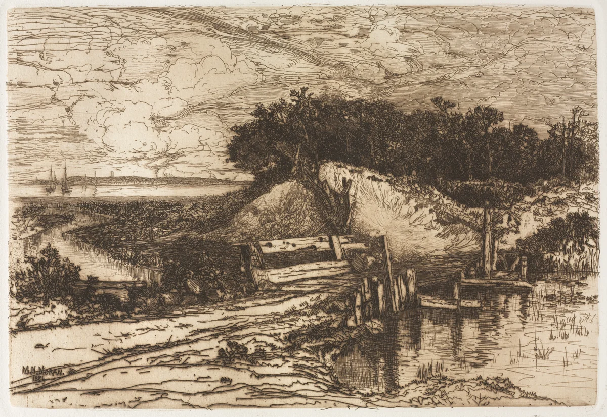 Gardiner's Bay, Long Island, seen from Fresh Pond by Mary Nimmo Moran, print, 1881