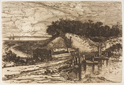 Gardiner's Bay, Long Island, seen from Fresh Pond by Mary Nimmo Moran, print, 1881