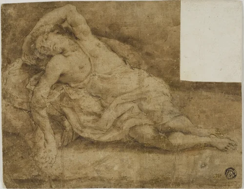 Sleeping Figure by Unknown Artist, drawing, 1600-1699