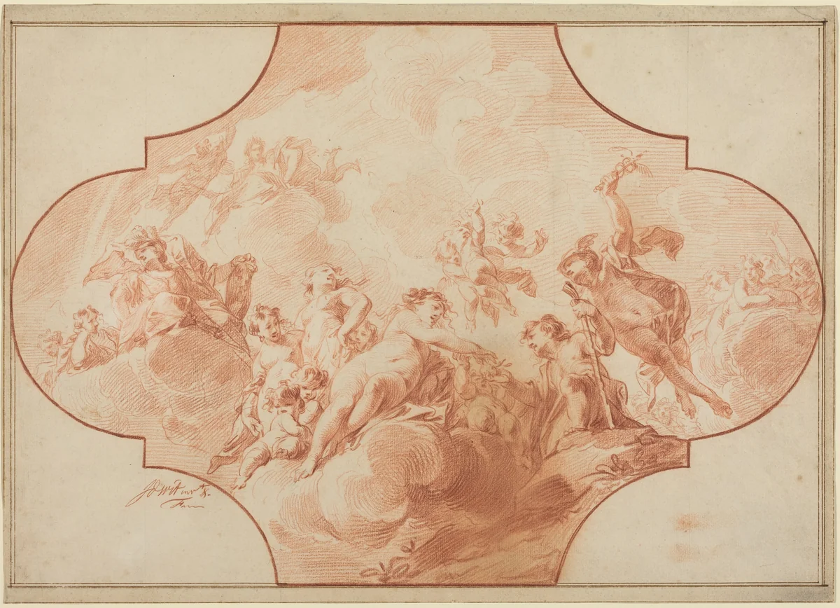 The Judgment of Paris by Jacob de Wit, drawing, 1726-1736