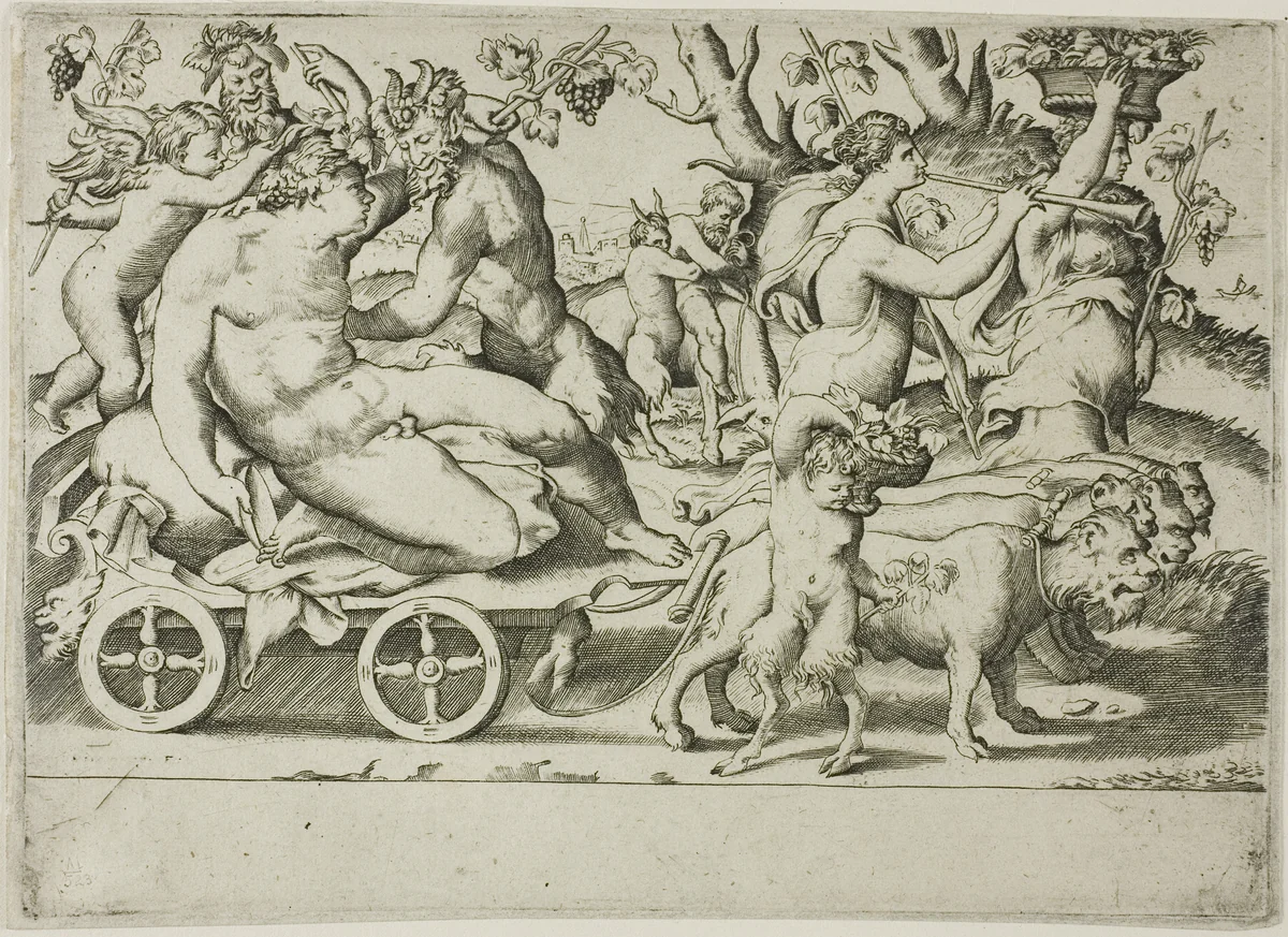 The Triumph of Bacchus by Giulio Bonasone, print, 1525-1580
