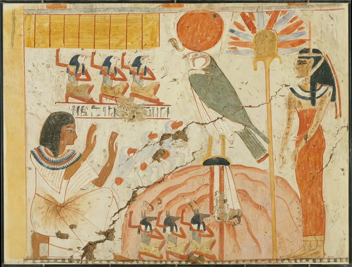 Userhat Adoring Deities of the West, Tomb of Userhat by Norman de Garis Davies, artwork, -1294--1279