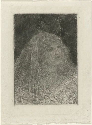 Vrouw met sluier by Matthijs Maris, print, 1883-1888