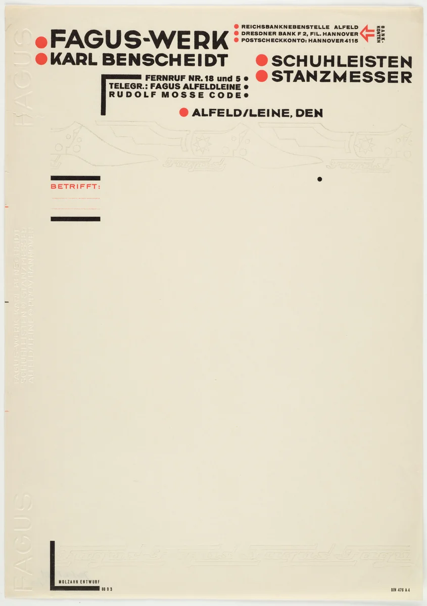 Fagus-Werk, Karl Benscheidt by Johannes Molzahn, design, 1922