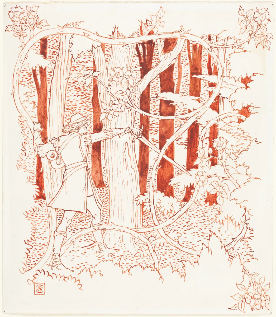 Prince Charming in the Forest by Walter Crane, drawing, 1845-1915