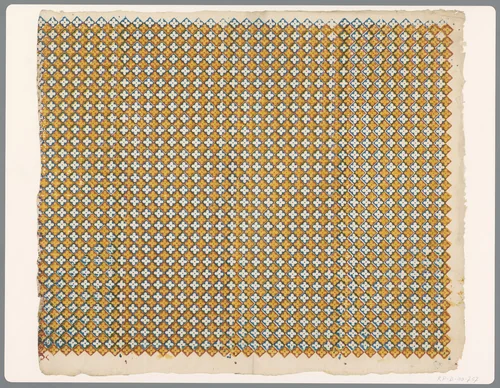 Blad met ruitenpatroon met bladmotief by anonymous, print, 1750-1950