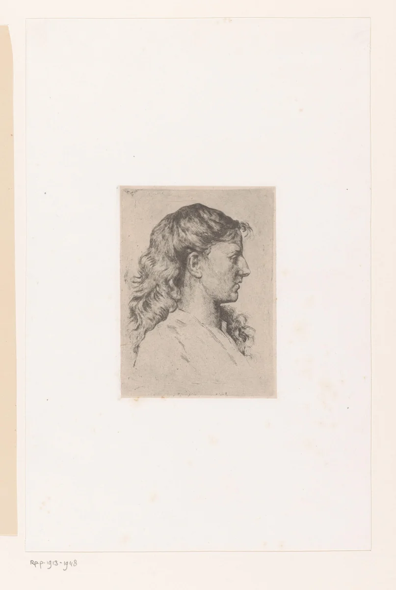 Portret van een onbekend meisje by Adolphe Léonard De Mol, print, 1875-1876