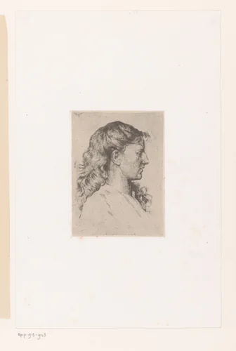 Portret van een onbekend meisje by Adolphe Léonard De Mol, print, 1875-1876