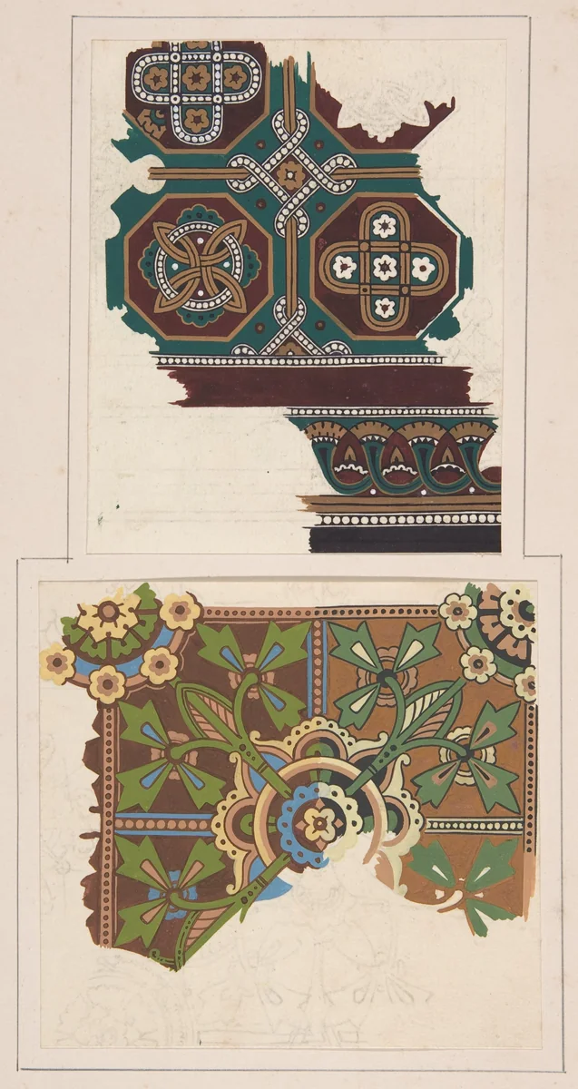 Design drawing by Christopher Dresser, drawing, 1878-1888