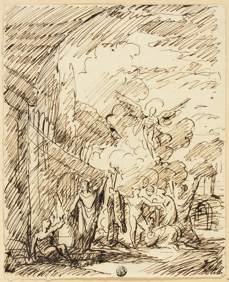 Figures in Landscape by Benjamin West, drawing, 1798-1820
