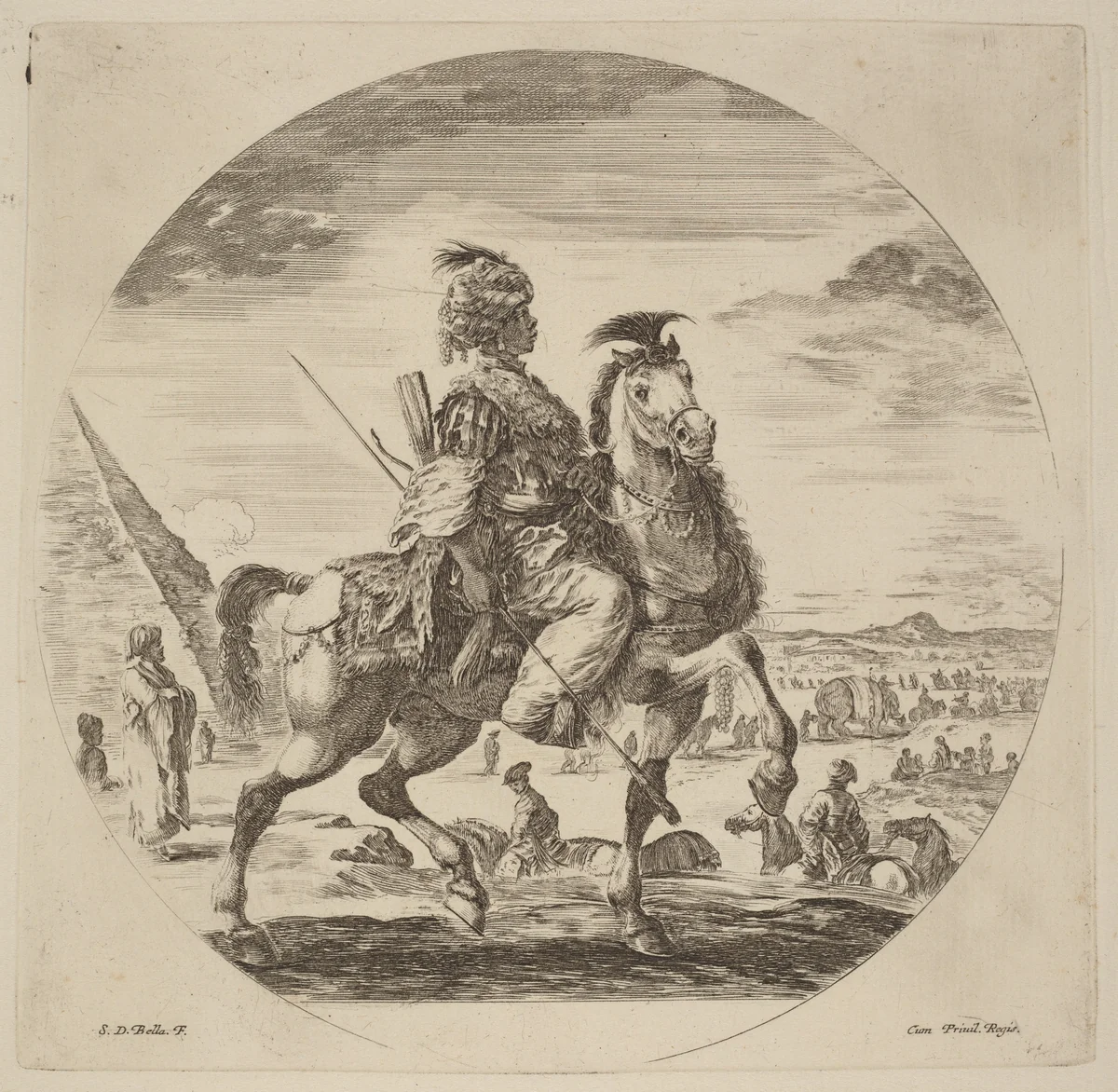 A Black Horseman by Stefano della Bella, print, 1610-1664