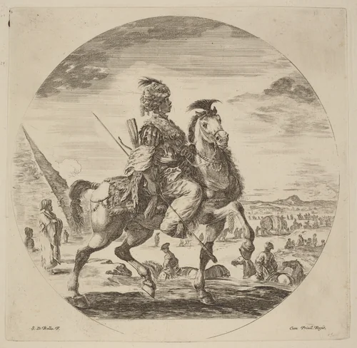 A Black Horseman by Stefano della Bella, print, 1610-1664
