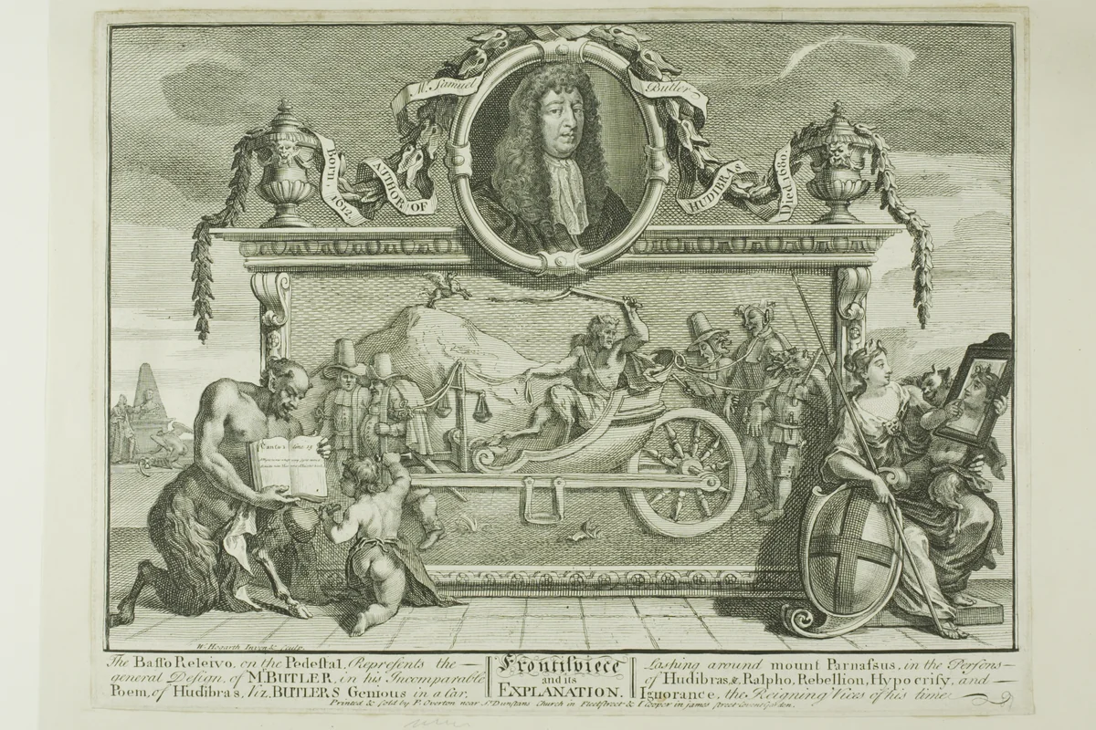 Frontispiece, plate one from Hudibras by William Hogarth, print, 1725-1726